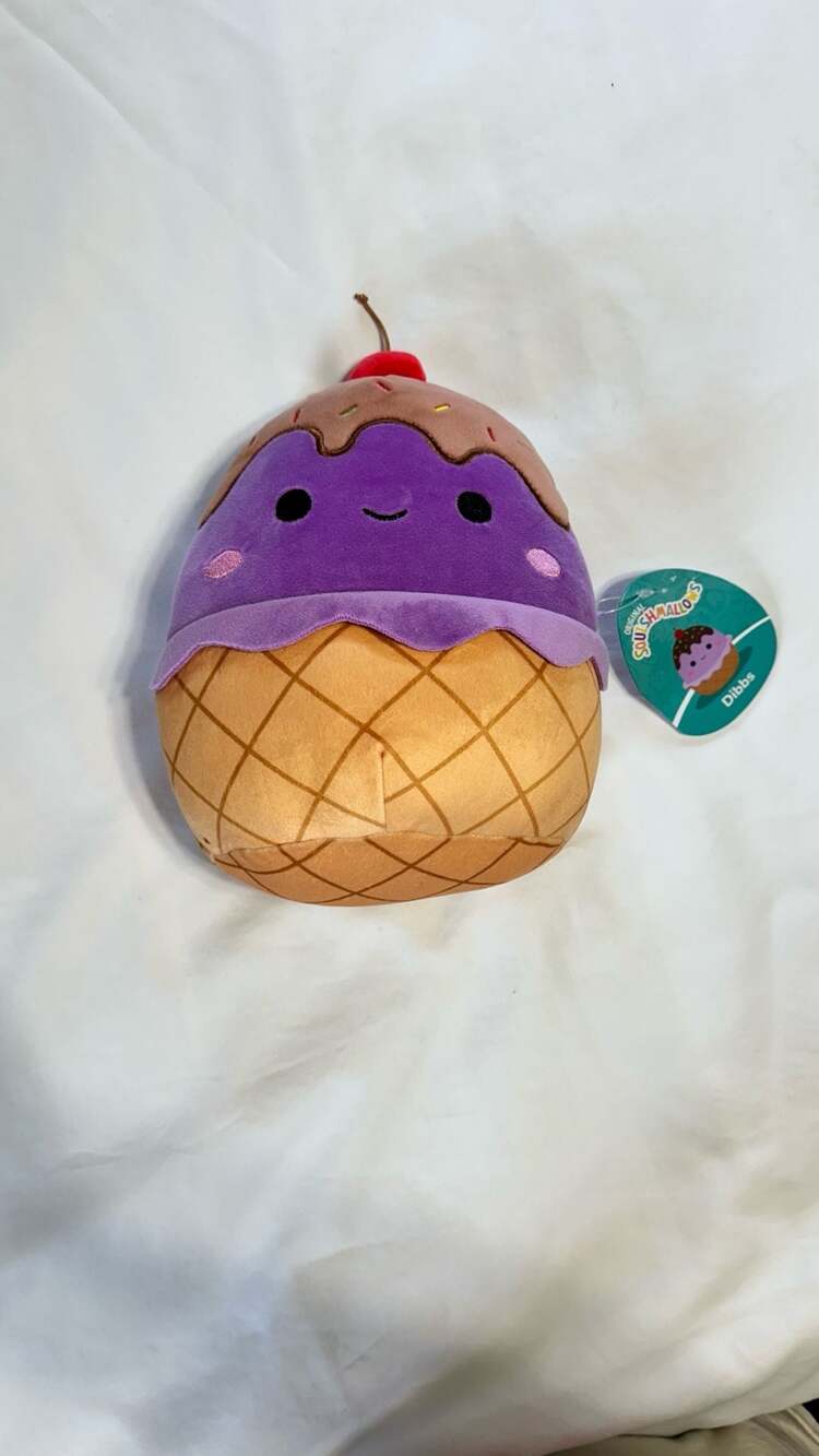 Squishmallows Dibbs the Ice Cream Cone with Sprinkles and Cherry